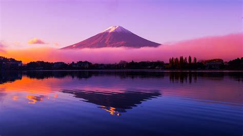 Picture of Mount Fuji in Japan with added colour effects. [1920x1080] : wallpaper