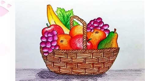 Easy Fruits Basket Drawing For Kids