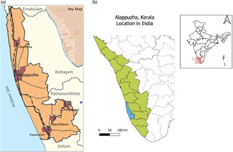 | (a) Map of Alappuzha District (Source: GoK, 2014). (b) Location of ...