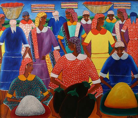 Alberoi Bazile Haitian painting of market women For Sale | Antiques.com | Classifieds