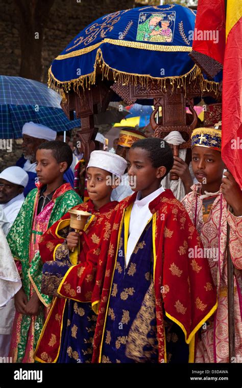 A Street Procession of Church Priests and Deacons During Timkat (The Festival of Epiphany ...