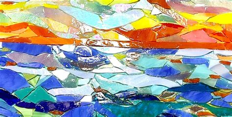 Ocean Sunset Mosaic Beach Mosaic Wall Art Stained Glass Mosaic Wall Hanging Beach House Decor ...