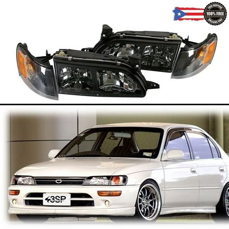 For 93 97 Toyota Corolla JDM DX Black Housing Headlights & Corners ...