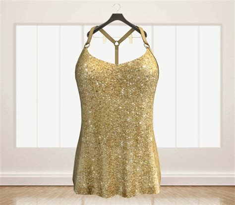 Second Life Marketplace - [Bang Bang] DEMO Gold Glitter mini dress