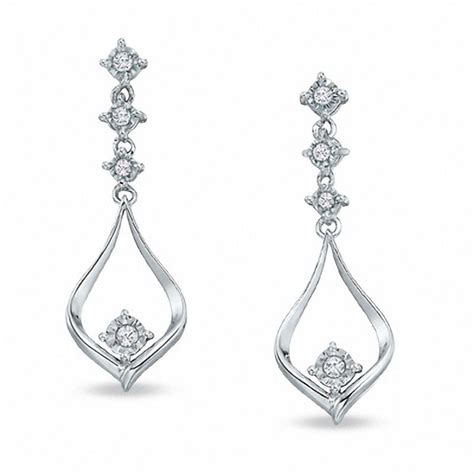 1/6 CT. T.W. Diamond Teardrop Dangle Earrings in 14K White Gold | Zales Outlet