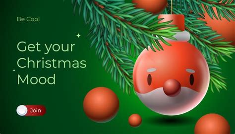 Premium Vector | Christmas web banner. xmas glass ball santa with claus face hanging on xmas ...