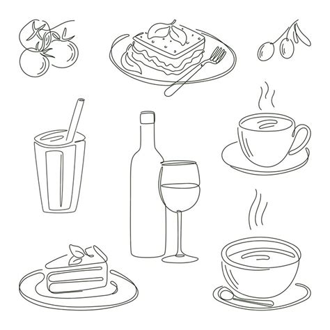 Premium Vector | Set of isolated black and white food vector ...