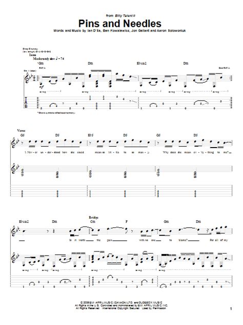 Pins And Needles by Billy Talent - Guitar Tab - Guitar Instructor
