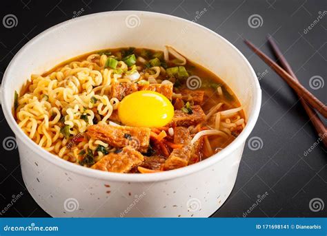 Classic Korean Ramen Bowl with Egg Yolk Stock Image - Image of korean, classic: 171698141