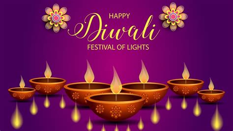 Happy Diwali Festival Of Lights Lamps In Purple Background HD Diwali ...