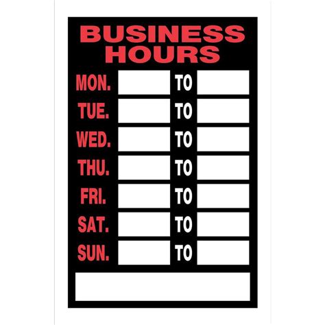 Hillman 8 in. x 12 in. Plastic Business Hours Sign-839888 - The Home Depot