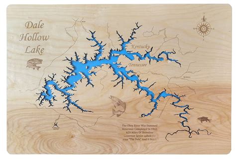 Dale Hollow Lake TN Laser Cut Wood Map | Etsy