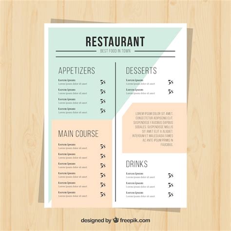 Free Vector | Restaurant menu, simple style