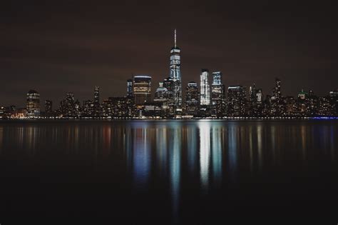 Fond d'écran : eau, nuit, lumières, Gratte-ciel, La ville de New York ...