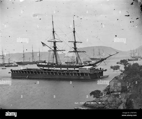 American brig in floating dock, Port Chalmers, 1870s Stock Photo - Alamy