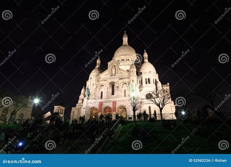 Sacre Coeur by night stock photo. Image of lights, evening - 52982236