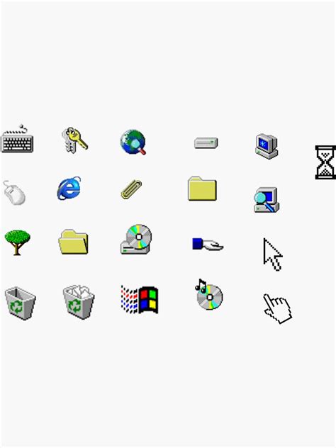 "Set of Windows 95 icons" Sticker for Sale by dumontbast | Redbubble