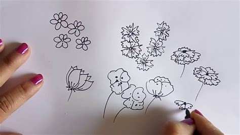 How to draw flowers easy | Flower doodle ideas | Simple flower drawing for kids - YouTube