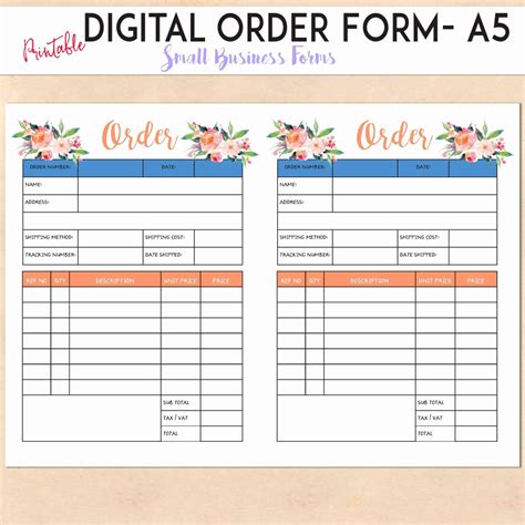 Printable Free Craft Order Form Template