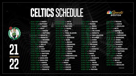 Boston Celtics Printable Schedule - Free Printable Templates