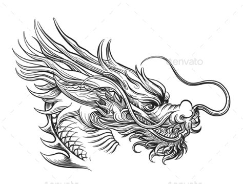 Chinese Dragon Face Drawing