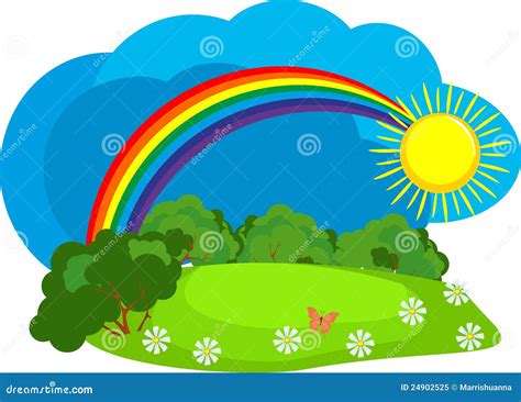 Rainbow after the rain stock vector. Illustration of season - 24902525