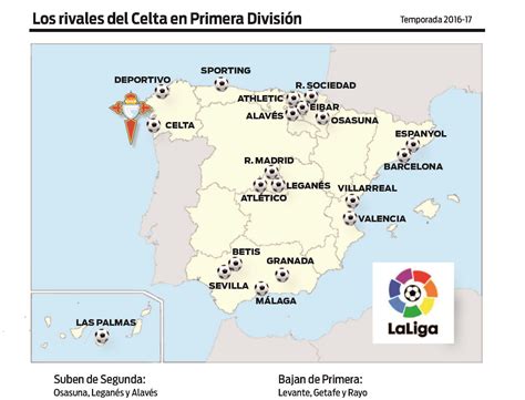 Map of the teams that will play La Liga 2016-2017 • /r/soccer | La liga ...