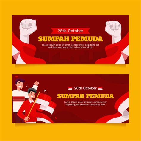 Free Vector | Flat horizontal banner template for indonesian sumpah pemuda