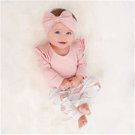 3PCS Set Cute Baby Girl Clothes 2018 Spring Toddler Kids Tops+Flamingo ...