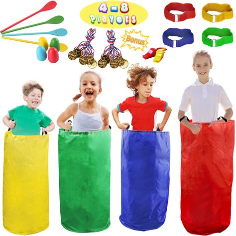 28PCS Potato Sack Race Bags, Egg and Spoon Race, Carnival Games 3 ...