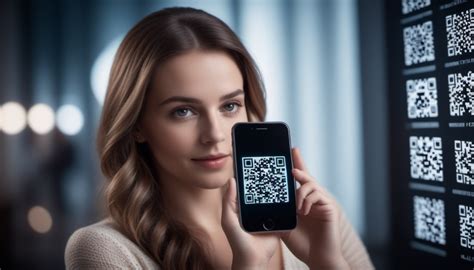 Young Woman Scanning QR Code with Smartphone | Stable Diffusion Online