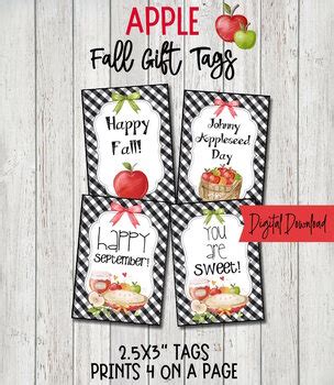 Apple Gift Tags, Printable Fall Tags for Students by misstbaxter