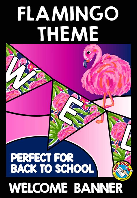 WELCOME BACK TO SCHOOL BULLETIN BOARD BANNER FOR FLAMINGO CLASSROOM THEME DECOR | Flamingo theme ...