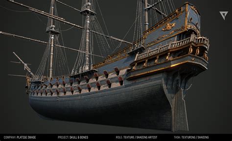 Tomasz Kawecki - Skull & Bones - Pirate Heavy ship, texturing and shading.