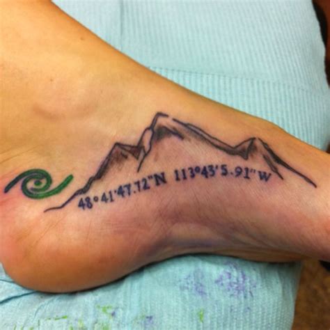 Pin by Tiffany Tiemeyer on ink. | Mountain foot tattoo, Foot tattoos, Tattoos