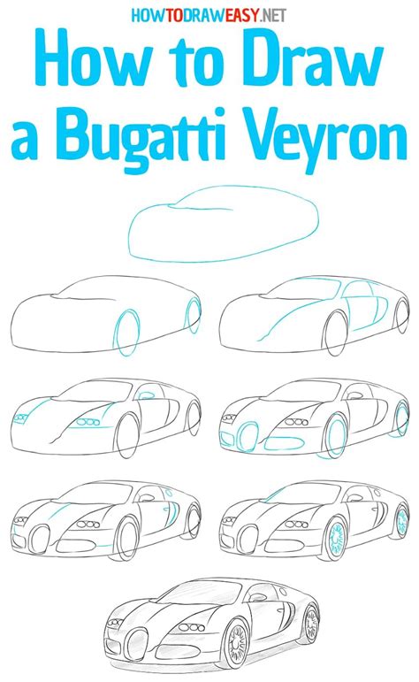 How to Draw a Bugatti Veyron | Car drawing easy, Car drawings, Simple car drawing