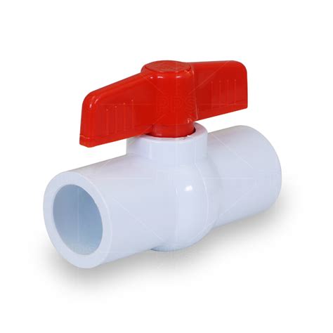 PVC Ball Valve; Red T-Handle Water Shut-off; Solvent Connections; White ...