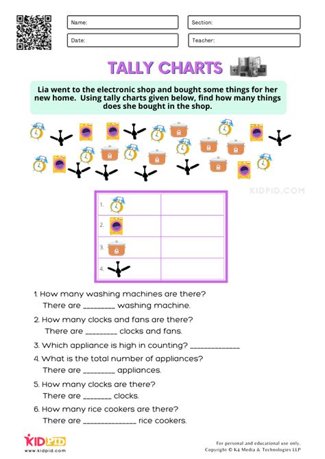 Tally Charts Printable Worksheets for Grade 1 - Kidpid