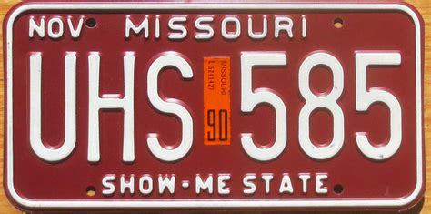 1990 Missouri nearly mint NICE PLATE - Automobile License Plate Store ...