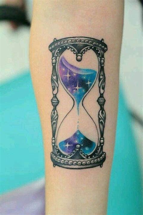 Hourglass Tattoo with Stars and Moon