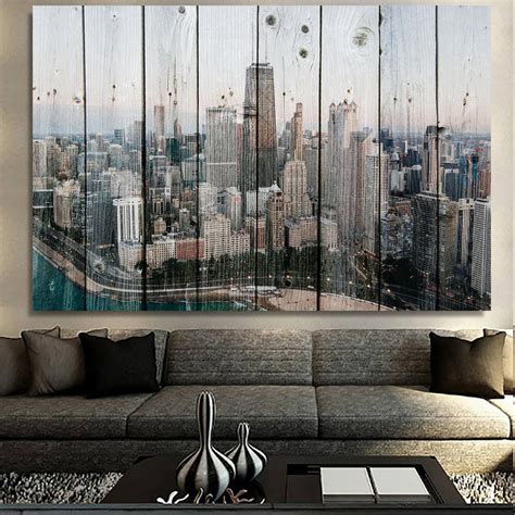 Wood Chicago Skyline Canvas - Zapwalls