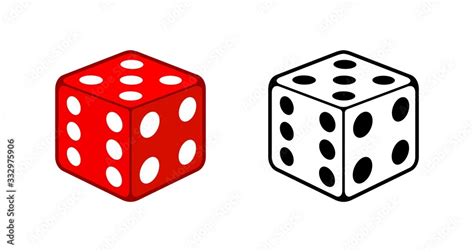 Dice Vector - Dice Flat Icon in Red and Black Color Vector Illustration Isolated on White Stock ...