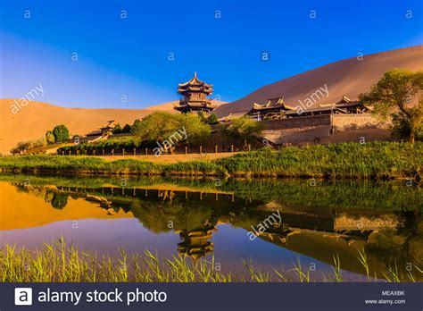 Crescent Lake Dunhuang Gansu Province Stock Photos & Crescent Lake Dunhuang Gansu Province Stock ...