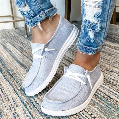 Women Casual Comfy Canvas Flat Low Top Slip on Loafers | noracora