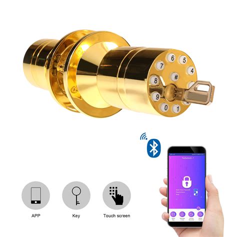 Electric Keyless Smart Lock with Bluetooth Key Pad Keyless Entry Door Lock Security Golden ...