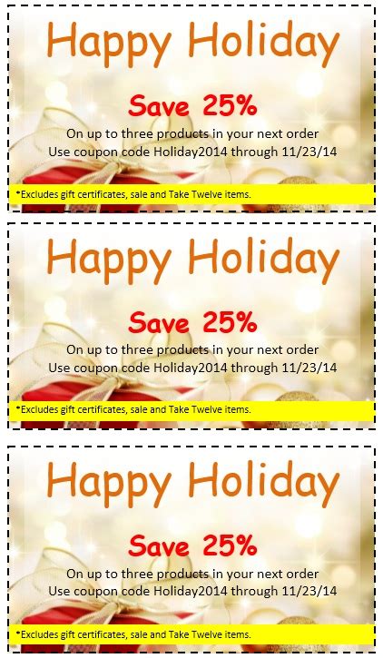 7 Free Holiday Discount Coupon Templates - Printable Samples