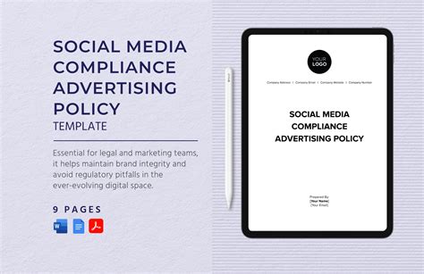 Social Media Compliance Advertising Policy Template in Word, PDF, Google Docs - Download ...