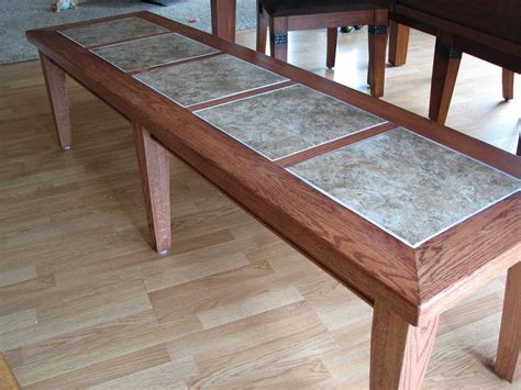 Hand Crafted Inlay Tile Dining Table Bench by Stockwell Creek Furniture | CustomMade.com