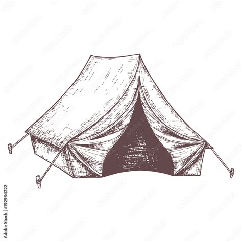 Camping tent for tourism, cartoon sketch illustration of travel ...