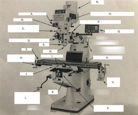 MANUAL VERTICAL MILLING MACHINE PARTS REV 1 Diagram | Quizlet